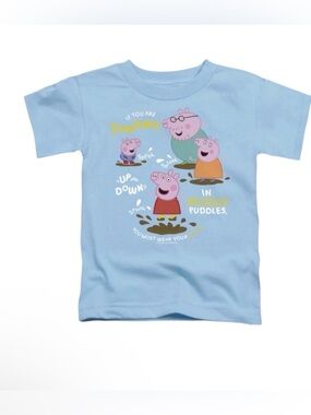 Popfunk Peppa Pig Family Muddy Puffed T-Shirt Size XS Unisex Light Blue NWT